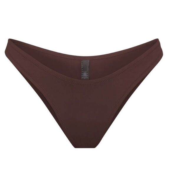 SKIMS NWT Recycled Swim Mid Coverage Swim Bottom Bikini Swim In Cocoa Brown - Picture 7 of 7